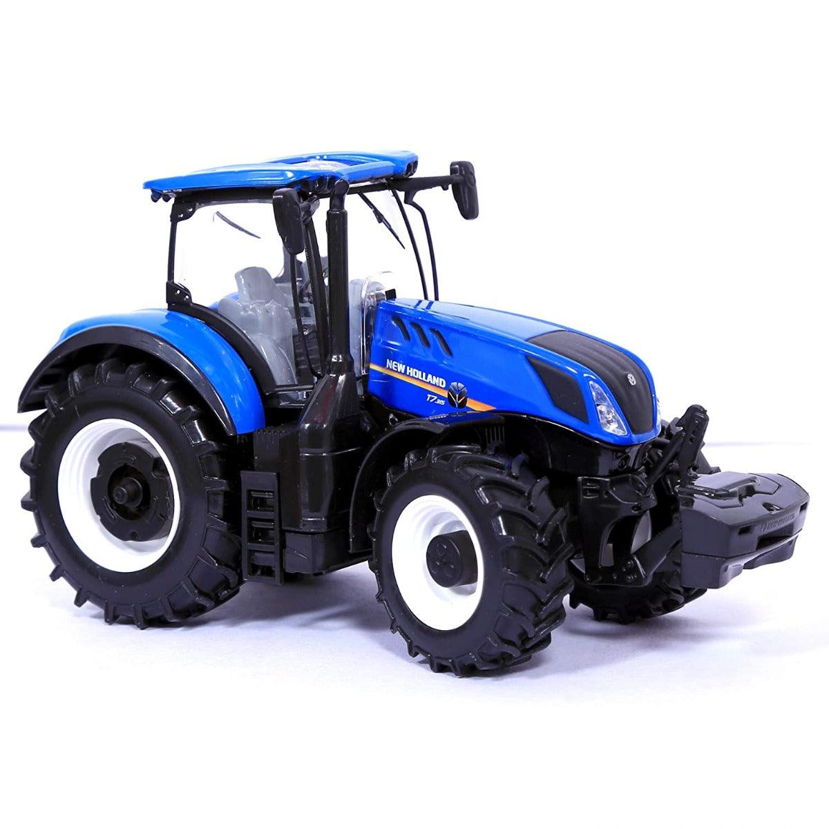 Bburago Metal Diecast Farm Tractor Long Friction New Holland T7 (Blue) for Ages 5+