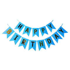 PartyCorp Blue & Gold Happy Birthday Printed Wall Banner Decoration for All Ages, Birthday Party Supplies