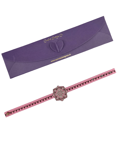 Canvas Design Mandala Pink Rakhi/Band For Kids Ages 3-12 Years