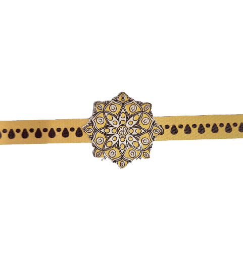 Canvas Design Mandala Yellow Rakhi/Band For Kids Ages 3-12 Years