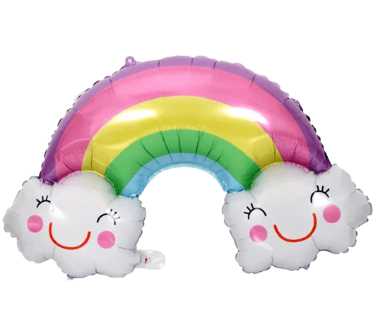 PartyCorp Happy Birthday Rainbow & Clouds Foil Balloon Bouquet, Decoration Kit for Boys, Girls, DIY Pack of 5