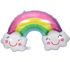 PartyCorp Happy Birthday Rainbow & Clouds Foil Balloon Bouquet, Decoration Kit for Boys, Girls, DIY Pack of 5