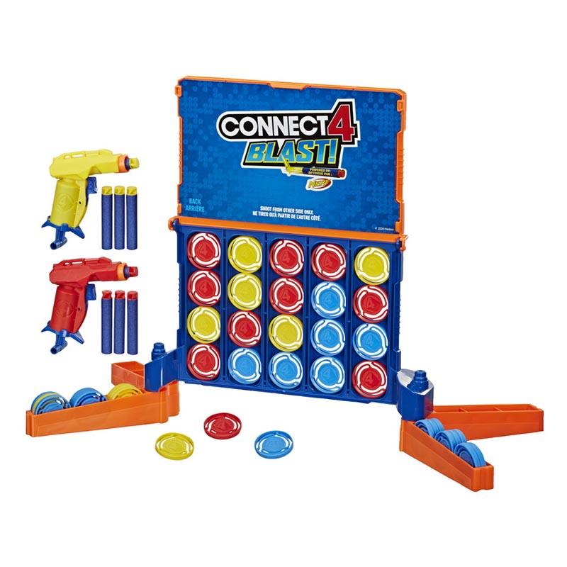 Connect 4 Blast! Game; Powered by Nerf; Includes Nerf Blasters and Nerf Foam Darts; Game For Kids Ages 8 and Up