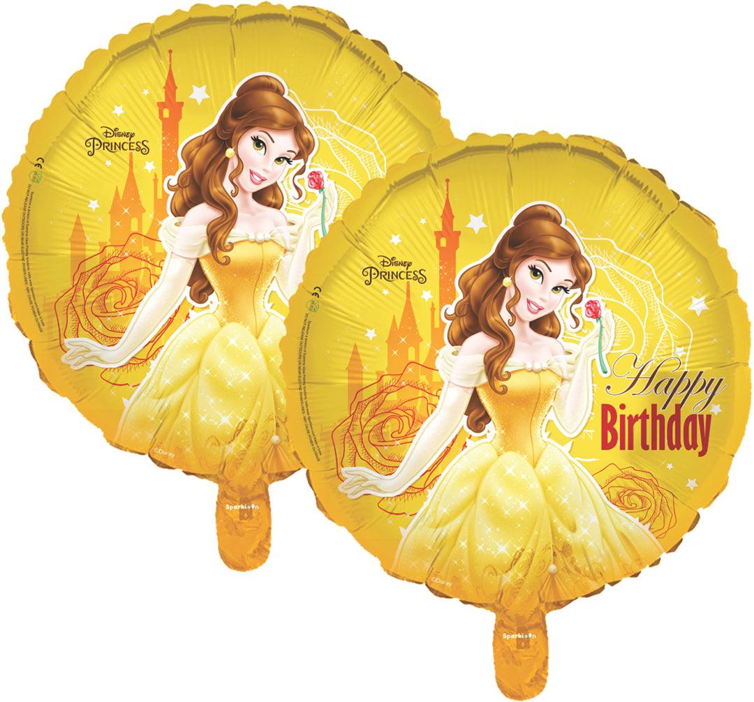 Disney Princess Beauty and The Beast Belle Set, Pack of 5 Foil Balloons - 2 Round, 1 Mini Cutout and 2 Heart