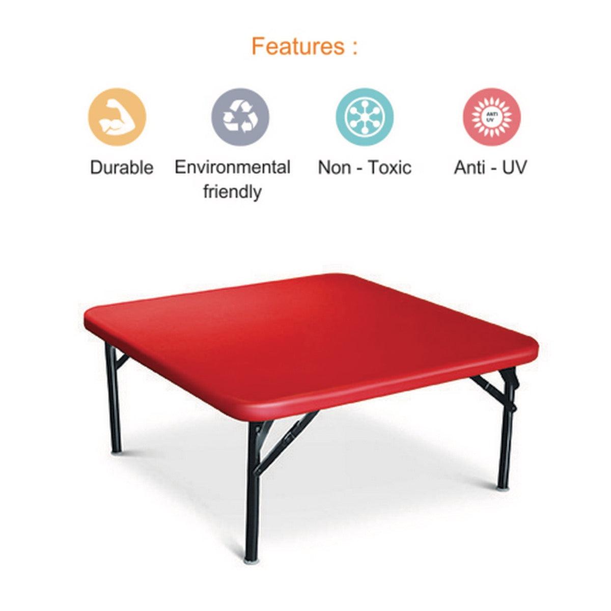 Ok Play Chowky, Designed & Crafted Table For Kids, Stool, Chowki, Study Table, Perfect For Home And School, Red, 2 to 4 Years