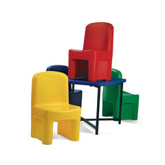 Ok Play Genius Group Set Of Four Chair And Table Classroom Furniture For Class 1 & 2, Perfect For Home And School, Blue, 2 to 4 Years