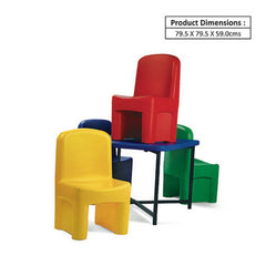 Ok Play Genius Group Set Of Four Chair And Table Classroom Furniture For Class 1 & 2, Perfect For Home And School, Blue, 2 to 4 Years