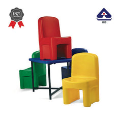 Ok Play Genius Group Set Of Four Chair And Table Classroom Furniture For Class 1 & 2, Perfect For Home And School, Blue, 2 to 4 Years
