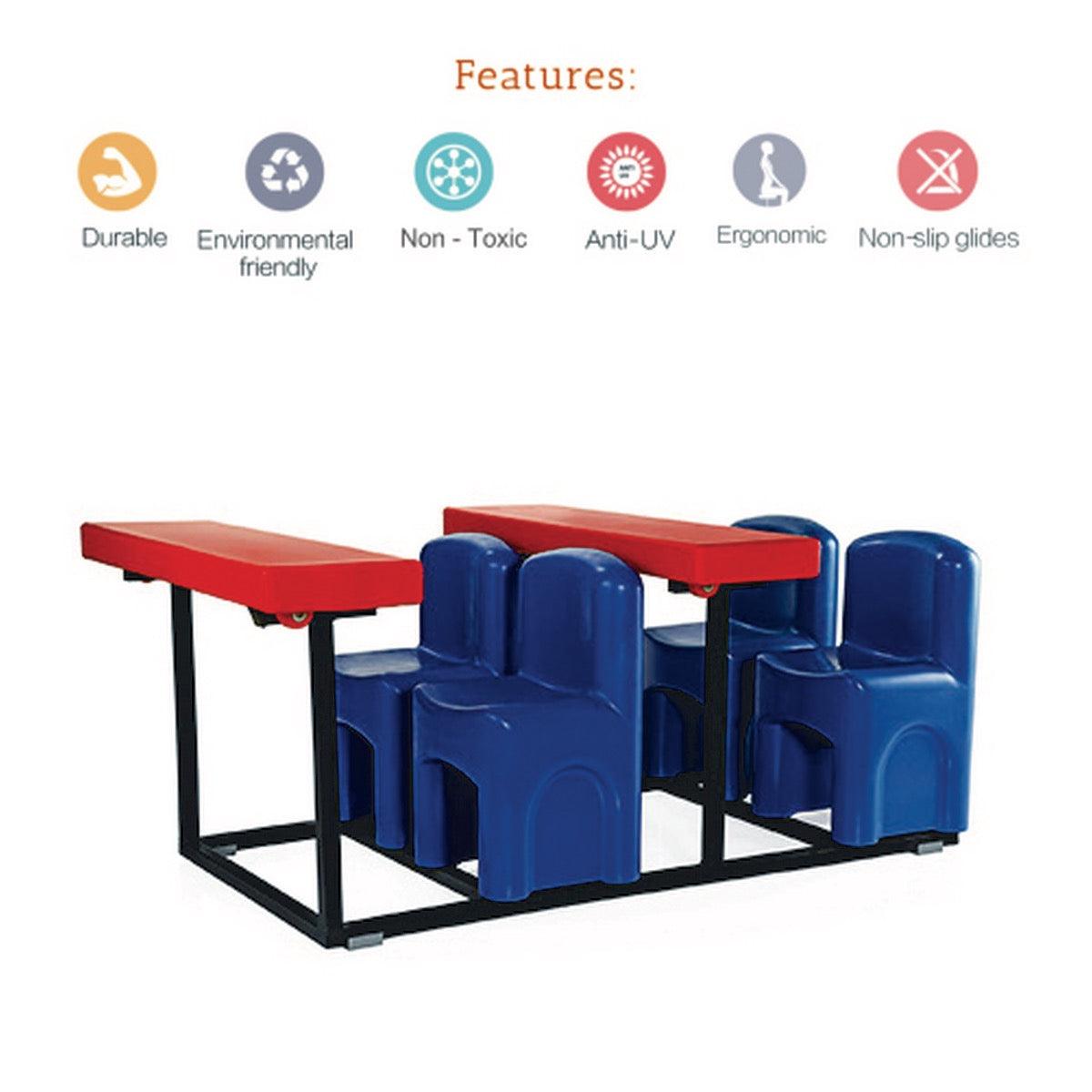 Ok Play Fabulous Four, Chair And Table, Perfect For Home And School, Red & Blue, 2 to 4 Years