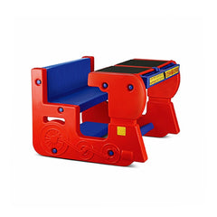 Ok Play Fun On Wheel, Double Desk N Chair Set For Kids, Perfect For Home And School, Red & Blue, 2 to 4 Years