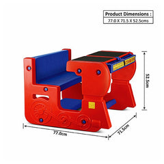 Ok Play Fun On Wheel, Double Desk N Chair Set For Kids, Perfect For Home And School, Red & Blue, 2 to 4 Years