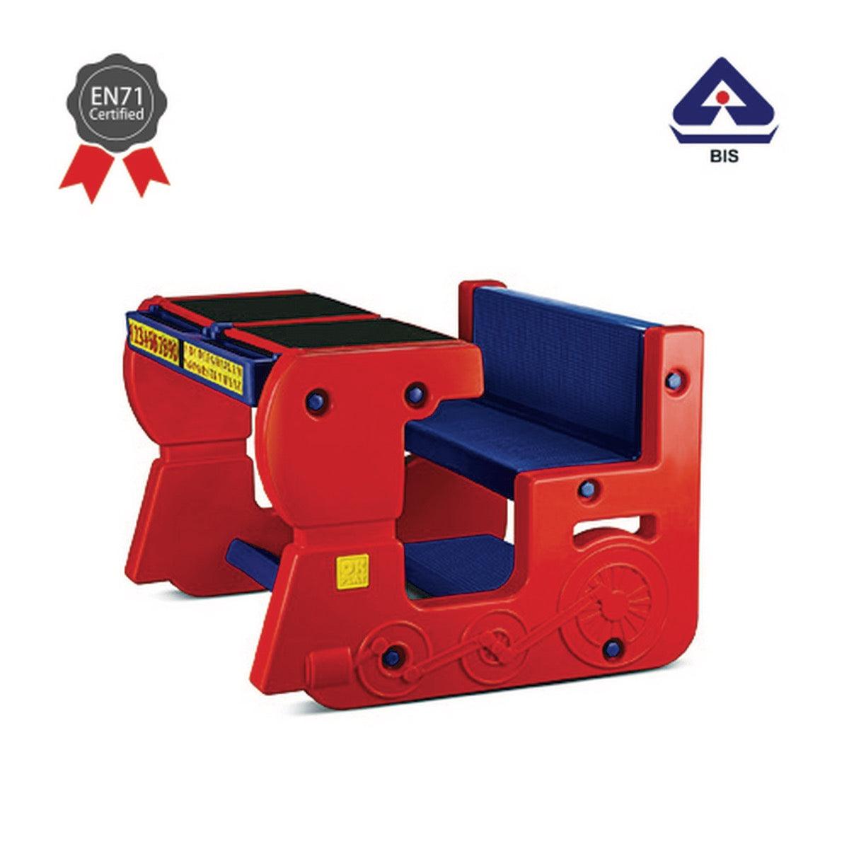 Ok Play Fun On Wheel, Double Desk N Chair Set For Kids, Perfect For Home And School, Red & Blue, 2 to 4 Years