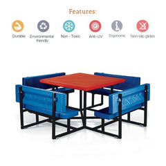 Ok Play Juniors Coucil, Desk ‚Äö√Ñ√≤N' Chair Arrangement For 8 Children, Perfect For Home And School, Red & Blue, 2 to 4 Years