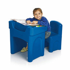 Ok Play Little Master Blue Chair & Table Set For Kids, Perfect For Home And School, Blue, 2 to 4 Years