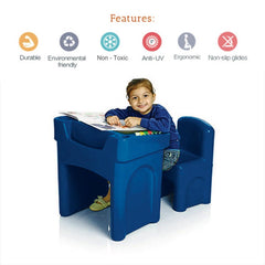 Ok Play Little Master Blue Chair & Table Set For Kids, Perfect For Home And School, Blue, 2 to 4 Years