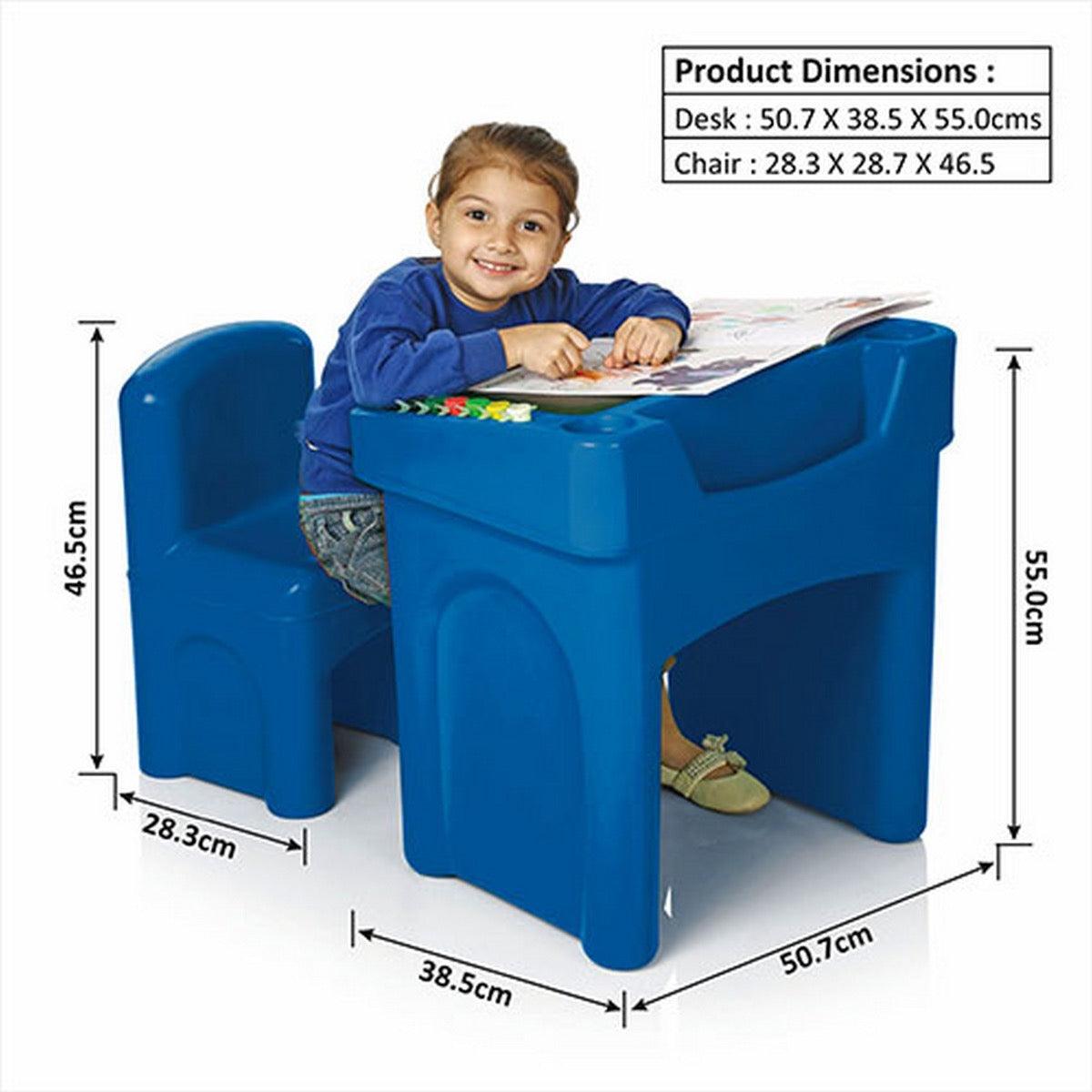 Ok Play Little Master Blue Chair & Table Set For Kids, Perfect For Home And School, Blue, 2 to 4 Years