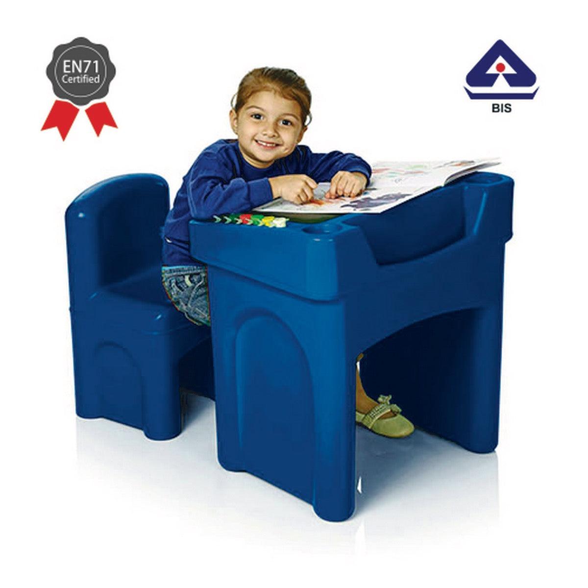 Ok Play Little Master Blue Chair & Table Set For Kids, Perfect For Home And School, Blue, 2 to 4 Years
