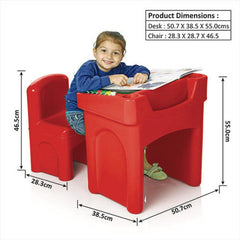 Ok Play Little Master Red Chair & Table Set For Kids, Perfect For Home And School, Red, 2 to 4 Years