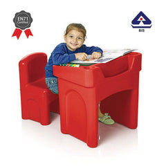 Ok Play Little Master Red Chair & Table Set For Kids, Perfect For Home And School, Red, 2 to 4 Years
