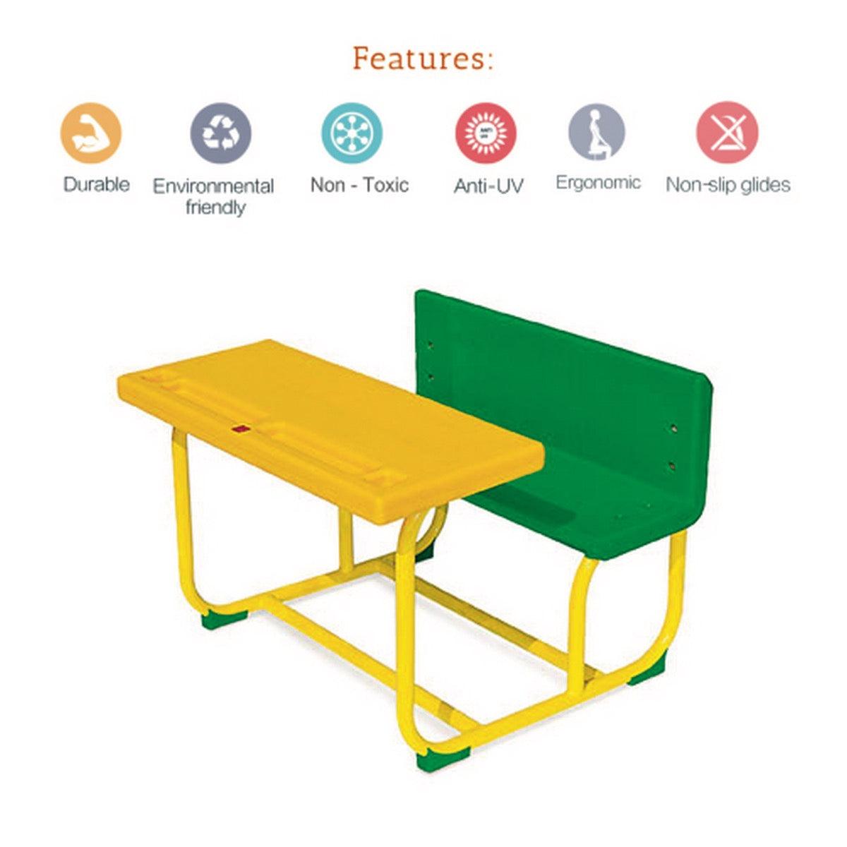 Ok Play Little Scholars, Desk ‚Äö√Ñ√≤N' Chair Arrangement For 8 Children, Perfect For Home And School, Yellow & Green, 5 to 10 Years