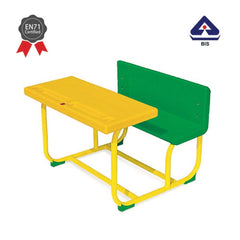 Ok Play Little Scholars, Desk ‚Äö√Ñ√≤N' Chair Arrangement For 8 Children, Perfect For Home And School, Yellow & Green, 5 to 10 Years