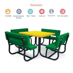 Ok Play Senior Coucil, Desk ‚Äö√Ñ√≤N' Chair For 8 Childrens, Study Table Perfect For Home And School, Green & Yellow, 5 to 10 Years