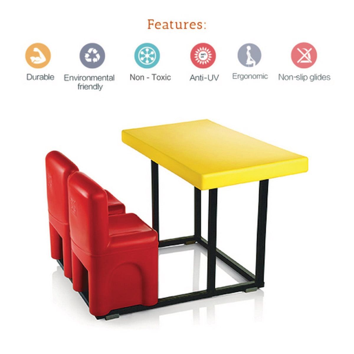 Ok Play Two For Joy, Table & Chair, Study Table, Perfect For Home And School, Yellow & Red, 2 to 4 Years