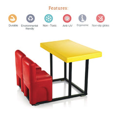 Ok Play Two For Joy, Table & Chair, Study Table, Perfect For Home And School, Yellow & Red, 2 to 4 Years