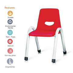 Ok Play Cute Chair Big, Study Chair, Perfect For Home, Creches And School, Red & Ivory White, 5 to 10 Years