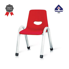 Ok Play Cute Chair Medium, Study Chair, Perfect For Home, Creches And School, Red & Ivory White, 5 to 10 Years