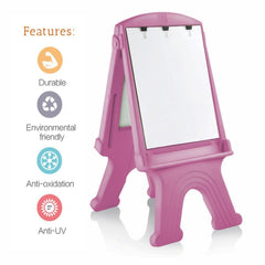 Ok Play Easel Grand, Display Easel, Easel For Kids Drawing & Writing, Perfect Plastic Board, Pink & White, 5 To 10 Years
