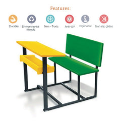 Ok Play Senior Scholars Big, Desk ‚Äö√Ñ√≤N' Chair For 2 Childrens, Study Table, Perfect For Home And School, Yellow & Green, 5 to 10 Years