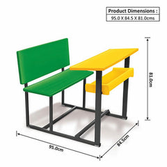 Ok Play Senior Scholars Big, Desk ‚Äö√Ñ√≤N' Chair For 2 Childrens, Study Table, Perfect For Home And School, Yellow & Green, 5 to 10 Years