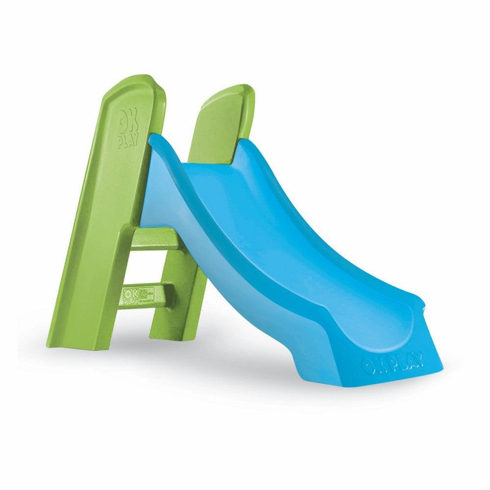 Ok Play Slide Ladder, Kids & Babies Slide, Garden And School Toy Home Slides Indoor & Outdoor Slider For Childrens,Blue & Parrot Green, 1 To 2 Years