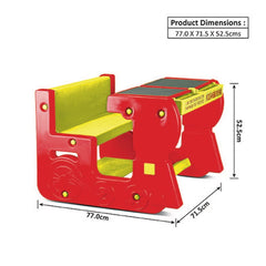 Ok Play Fun On Wheel, Double Desk N Chair Set For Kids, Perfect For Home And School, Red & Yellow, 2 to 4 Years