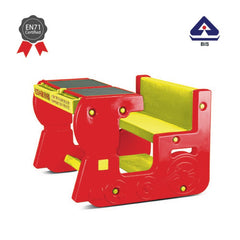 Ok Play Fun On Wheel, Double Desk N Chair Set For Kids, Perfect For Home And School, Red & Yellow, 2 to 4 Years