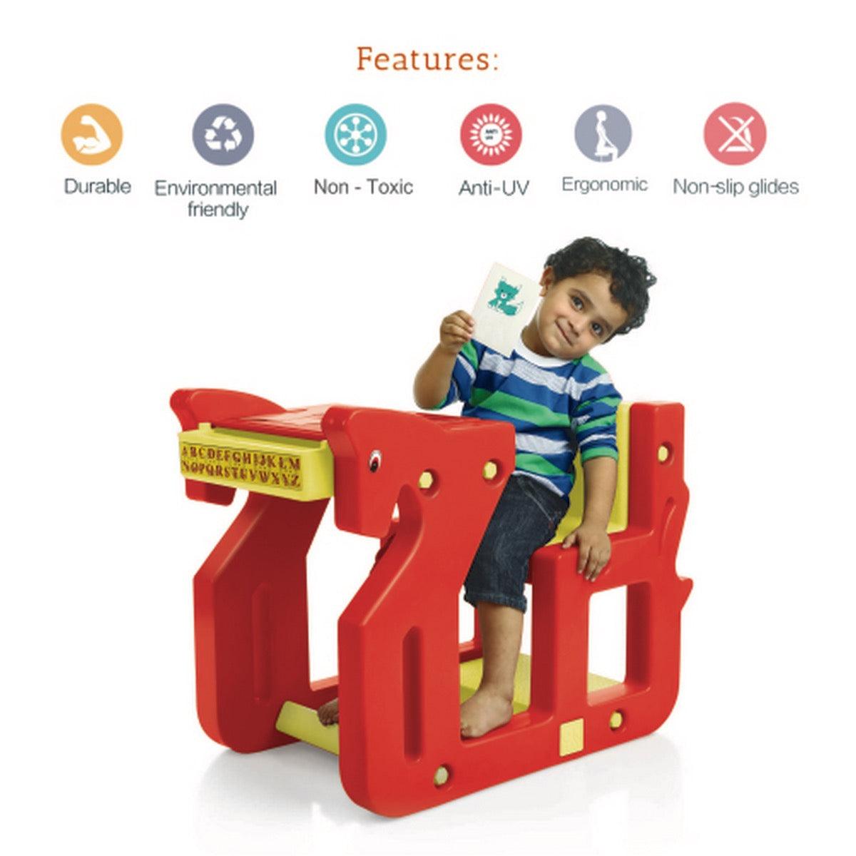 Ok Play Pony Single Chair ‚Äö√Ñ√≤N' Desk Set For Kids, Perfect For Home And School, Red/Yellow, 2 to 4 Years