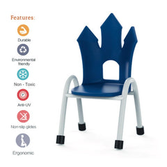 Ok Play Castle Chair, Study Chair, Sturdy And Durable Chair, Plastic Chair, Perfect For Home, Creches And School, Blue, 5 to 10 Years, Height 12 Inches