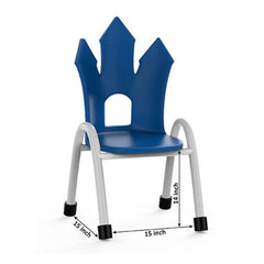 Ok Play Castle Chair, Study Chair, Sturdy And Durable Chair, Plastic Chair, Perfect For Home, Creches And School, Blue, 5 to 10 Years, Height 14 Inches