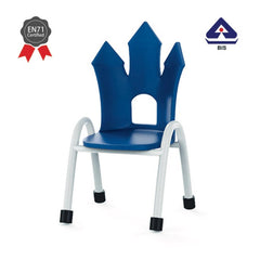 Ok Play Castle Chair, Study Chair, Sturdy And Durable Chair, Plastic Chair, Perfect For Home, Creches And School, Blue, 5 to 10 Years, Height 14 Inches