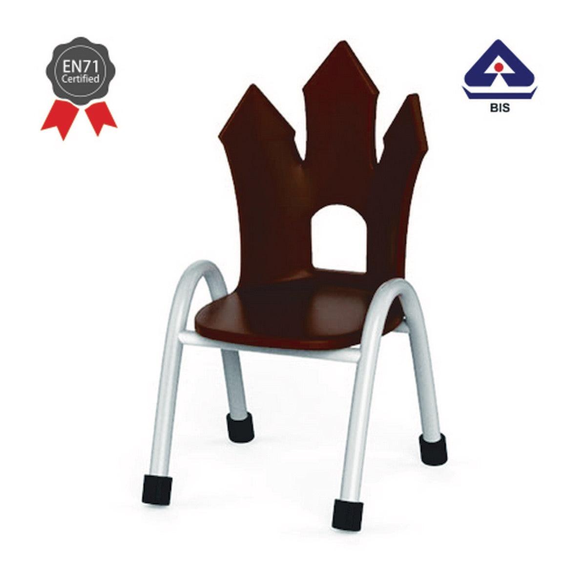 Ok Play Castle Chair, Study Chair, Sturdy And Durable Chair, Plastic Chair, Perfect For Home, Creches And School, Brown, 2 to 4 Years, Height 8 Inches