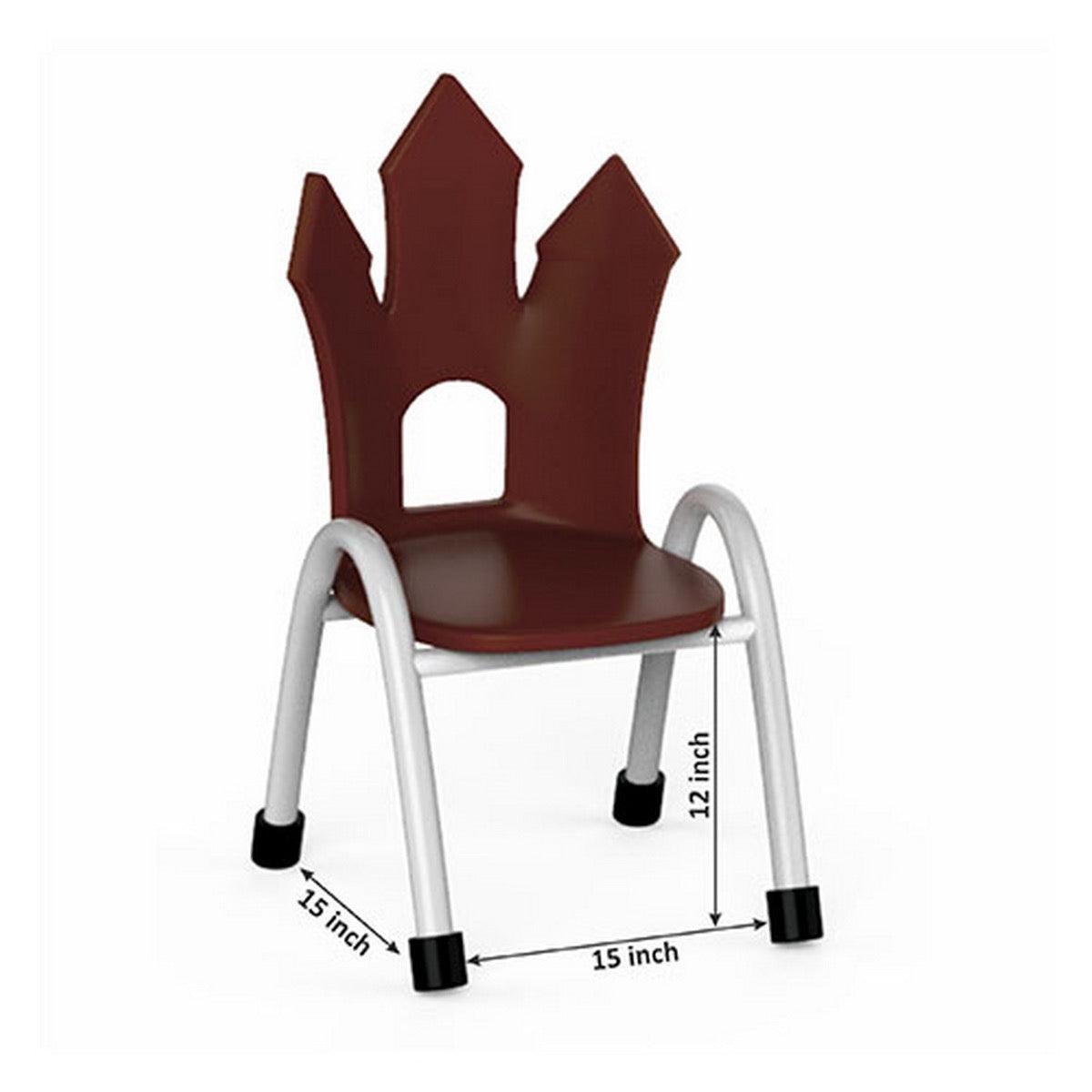 Ok Play Castle Chair, Study Chair, Sturdy And Durable Chair, Plastic Chair, Perfect For Home, Creches And School, Brown, 5 to 10 Years, Height 12 Inches
