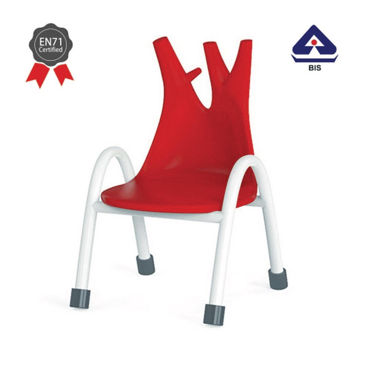 Ok Play Trunk Chair, Study Chair, Sturdy And Durable Chair, Plastic Chair, Perfect For Home, Creches And School, Red, 2 to 4 Years, Height 8 Inches