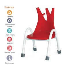 Ok Play Trunk Chair, Study Chair, Sturdy And Durable Chair, Plastic Chair, Perfect For Home, Creches And School, Red, 5 to 10 Years, Height 10 Inches