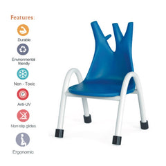 Ok Play Trunk Chair, Study Chair, Sturdy And Durable Chair, Plastic Chair, Perfect For Home, Creches And School, Blue, 5 to 10 Years, Height 14 Inches