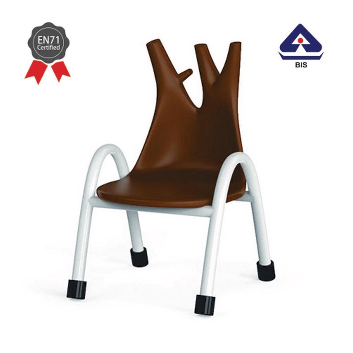 Ok Play Trunk Chair, Study Chair, Sturdy And Durable Chair, Plastic Chair, Perfect For Home, Creches And School, Brown, 2 to 4 Years, Height 8 Inches