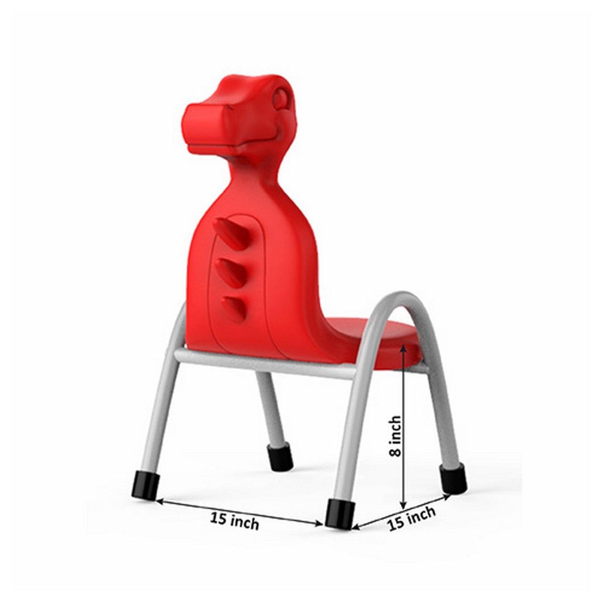 Ok Play Dino Chair, Study Chair, Sturdy And Durable Chair, Plastic Chair, Perfect For Home, Creches And School, Red, 2 to 4 Years, Height 8 Inches