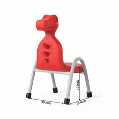 Ok Play Dino Chair, Study Chair, Sturdy And Durable Chair, Plastic Chair, Perfect For Home, Creches And School, Red, 5 to 10 Years, Height 10 Inches