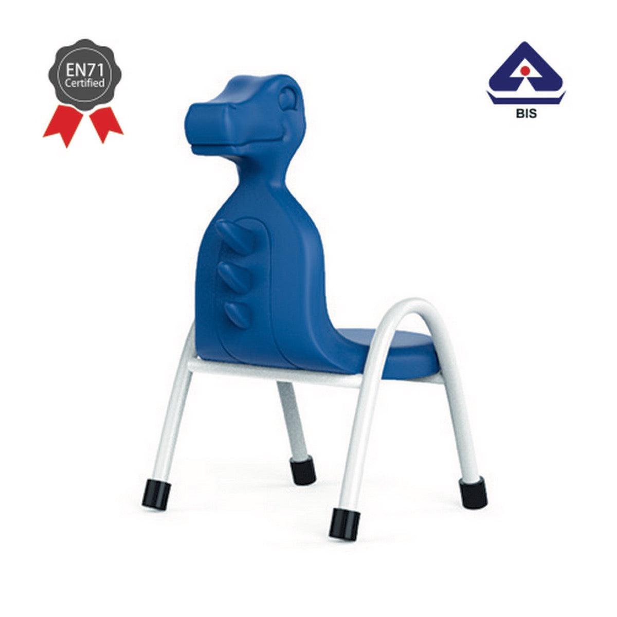 Ok Play Dino Chair, Study Chair, Sturdy And Durable Chair, Plastic Chair, Perfect For Home, Creches And School, Blue, 5 to 10 Years, Height 10 Inches