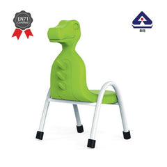 Ok Play Dino Chair, Study Chair, Sturdy And Durable Chair, Plastic Chair, Perfect For Home, Creches And School, Green, 5 to 10 Years, Height 10 Inches